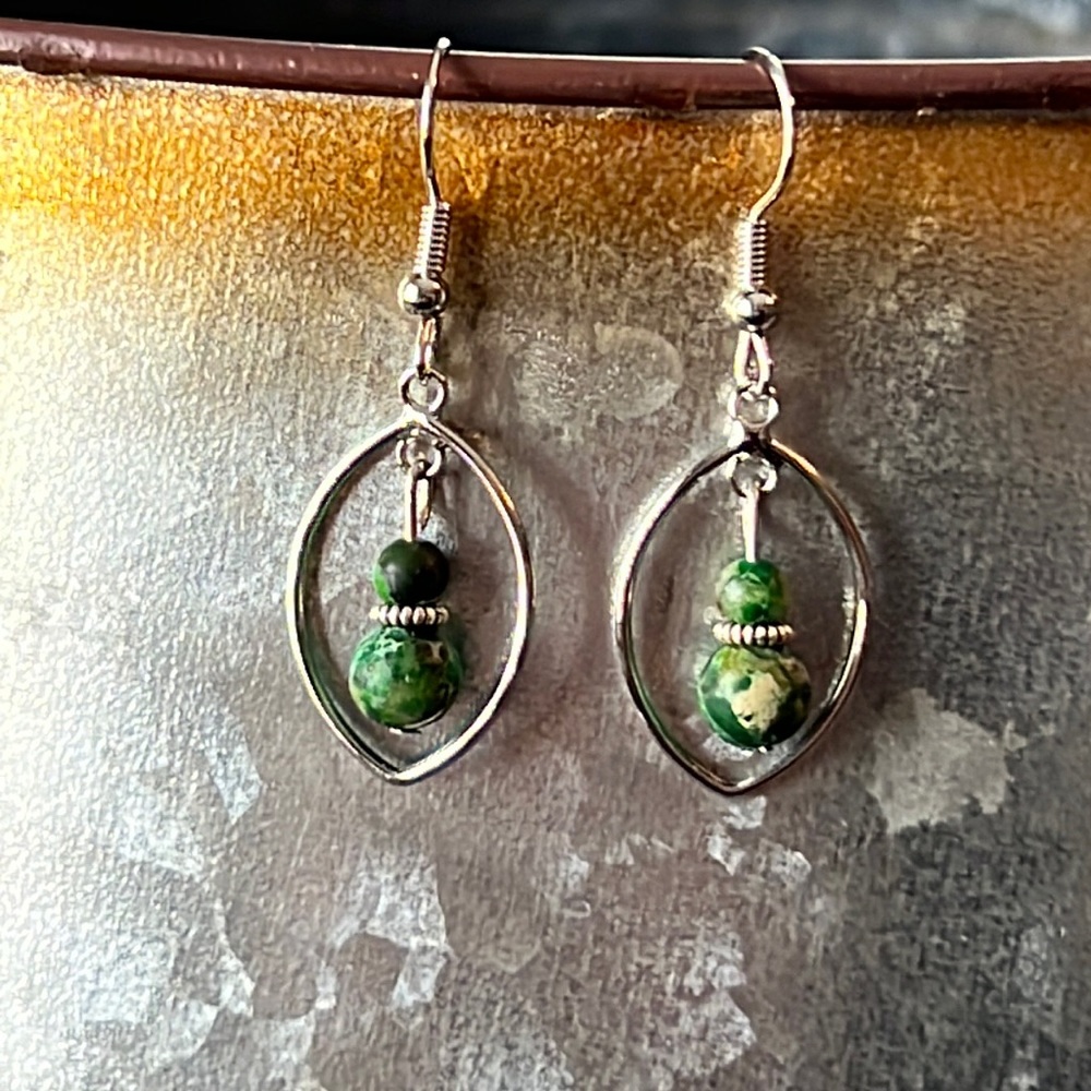 22155 Green Conichalcite Earrings